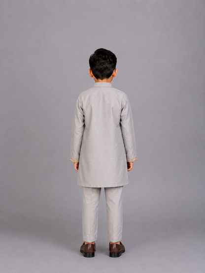 Grey Bandhgala set with trousers