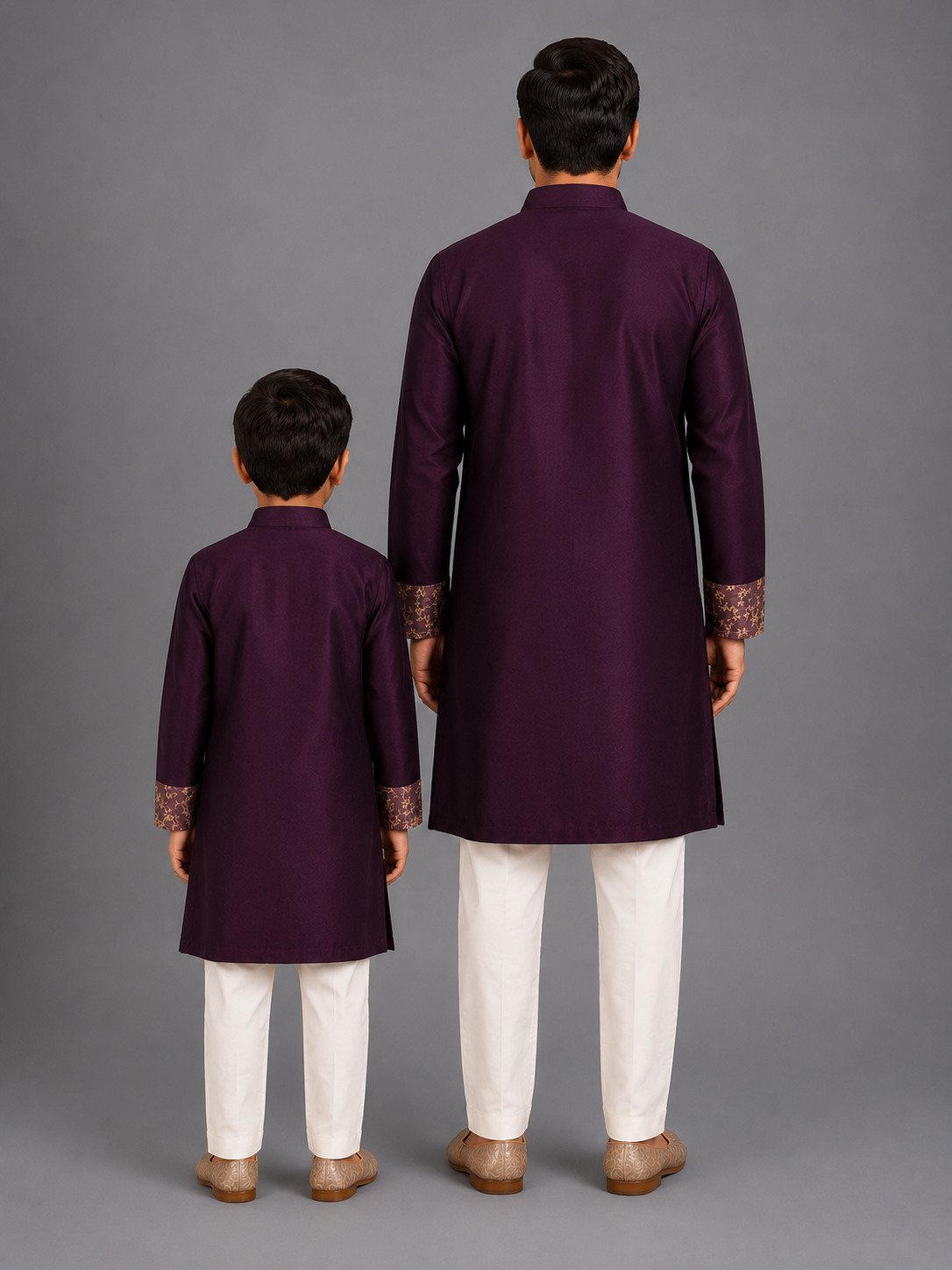 Dark Purple Silk Chanderi Kurta set