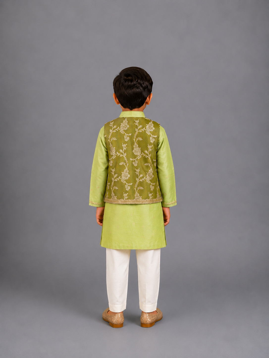 Mint Green Zari Paneled Kurta Pajama