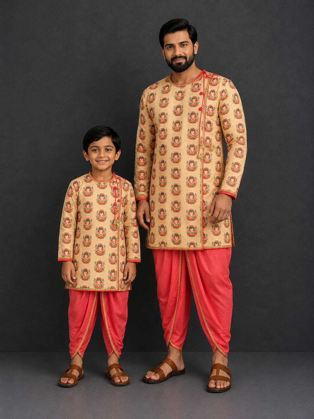 Golden Ganpati Kurta Dhoti set