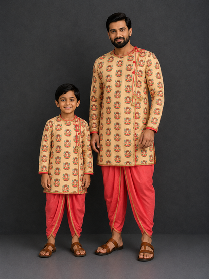 Golden Ganpati Kurta Dhoti set