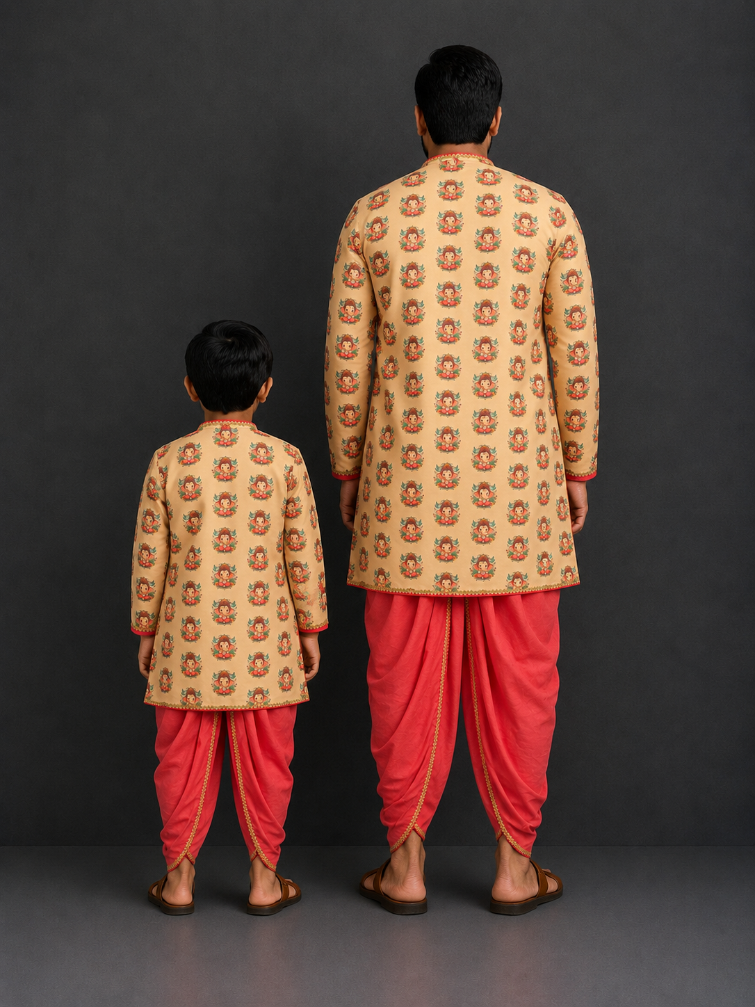 Golden Ganpati Kurta Dhoti set