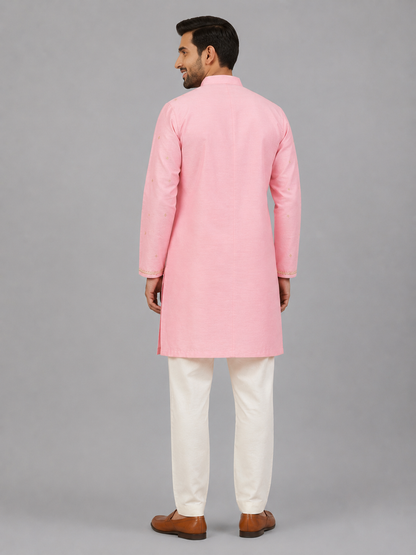 Pink Yok Embrodried Kurta Pyjama set