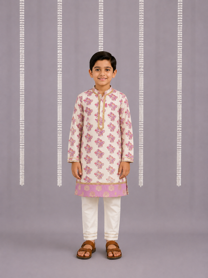 Purple Ganpati Print Kurta set