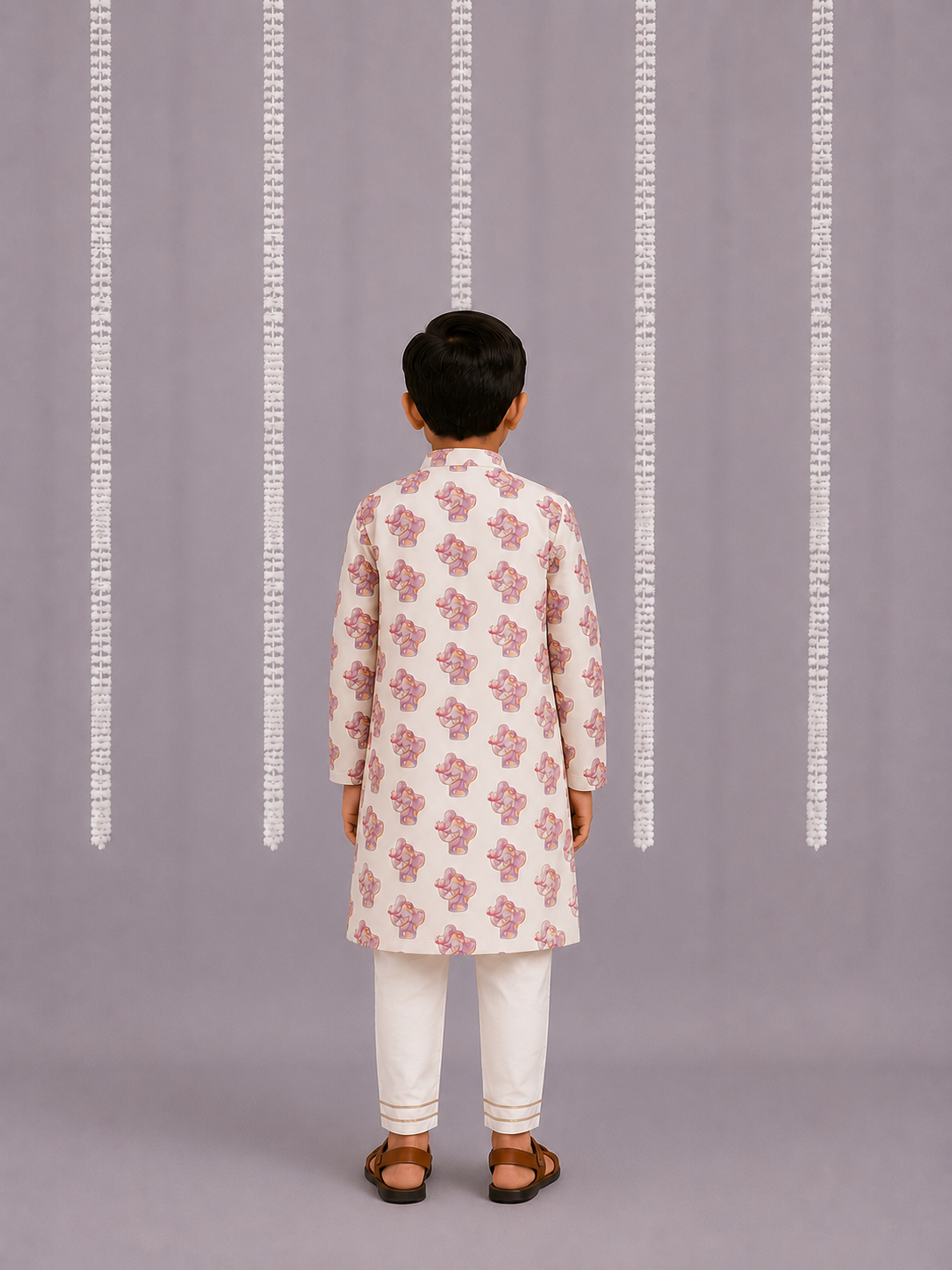 Purple Ganpati Print Kurta set