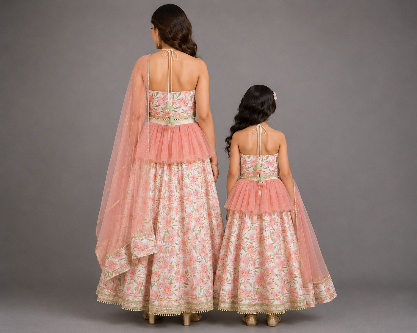 Peach Tulip Print Lehnga set