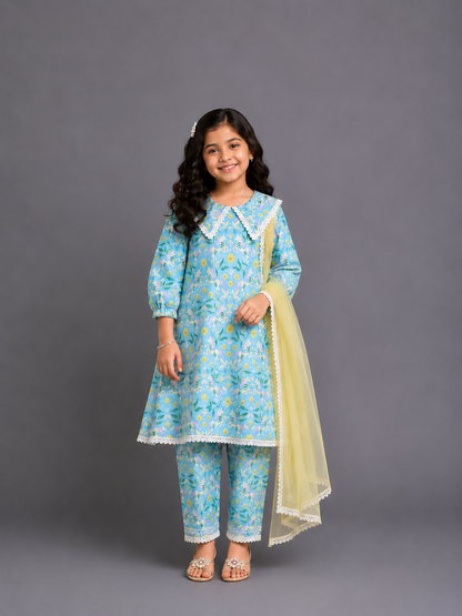 Quirky horse printed collared kurta set