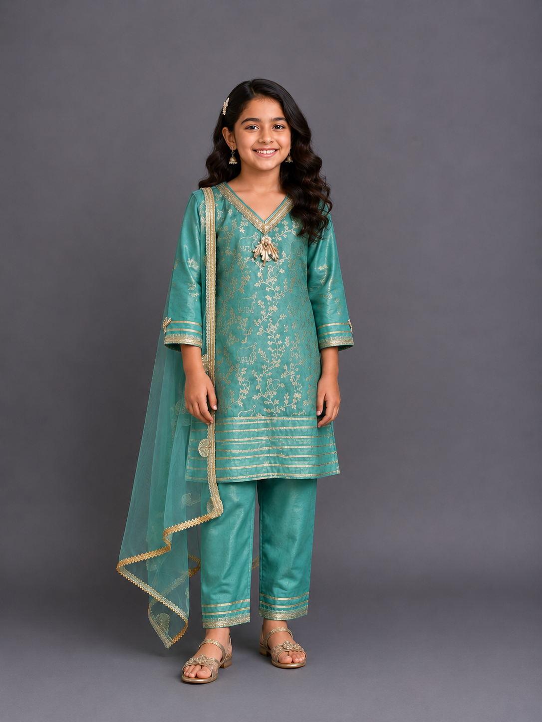 Pastel Green chanderi kurta  set