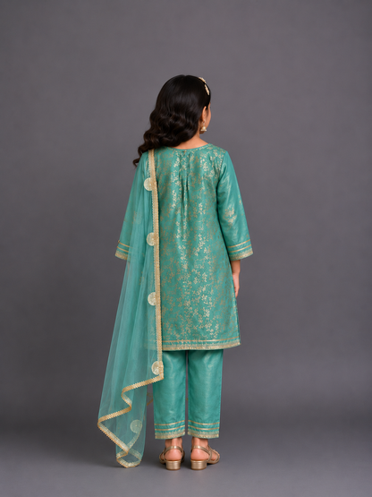 Pastel Green chanderi kurta  set
