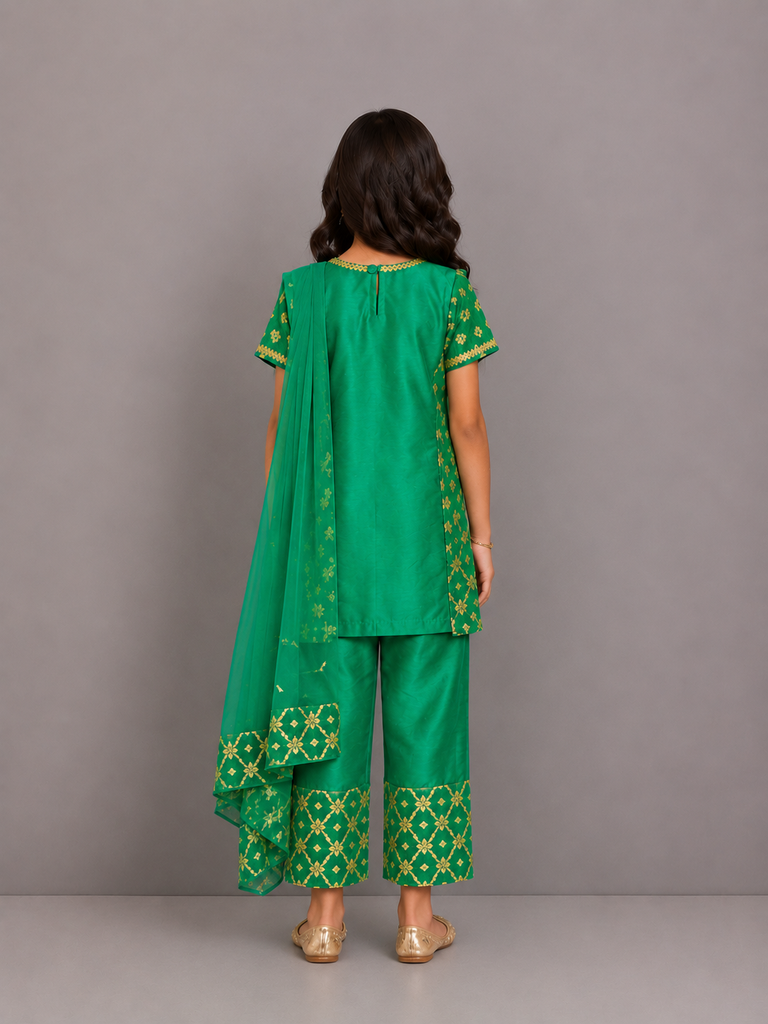 Green Chanderi Kurta Trouser with Dupatta