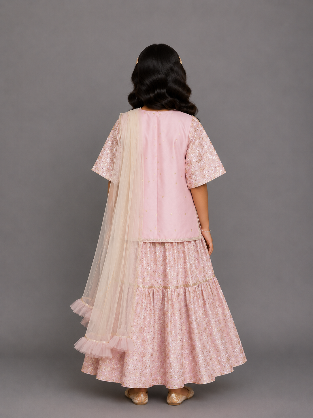 Baby Pink Silk Embroidered Sharara Set
