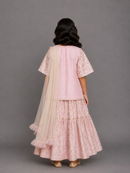Baby Pink Silk Embroidered Sharara Set