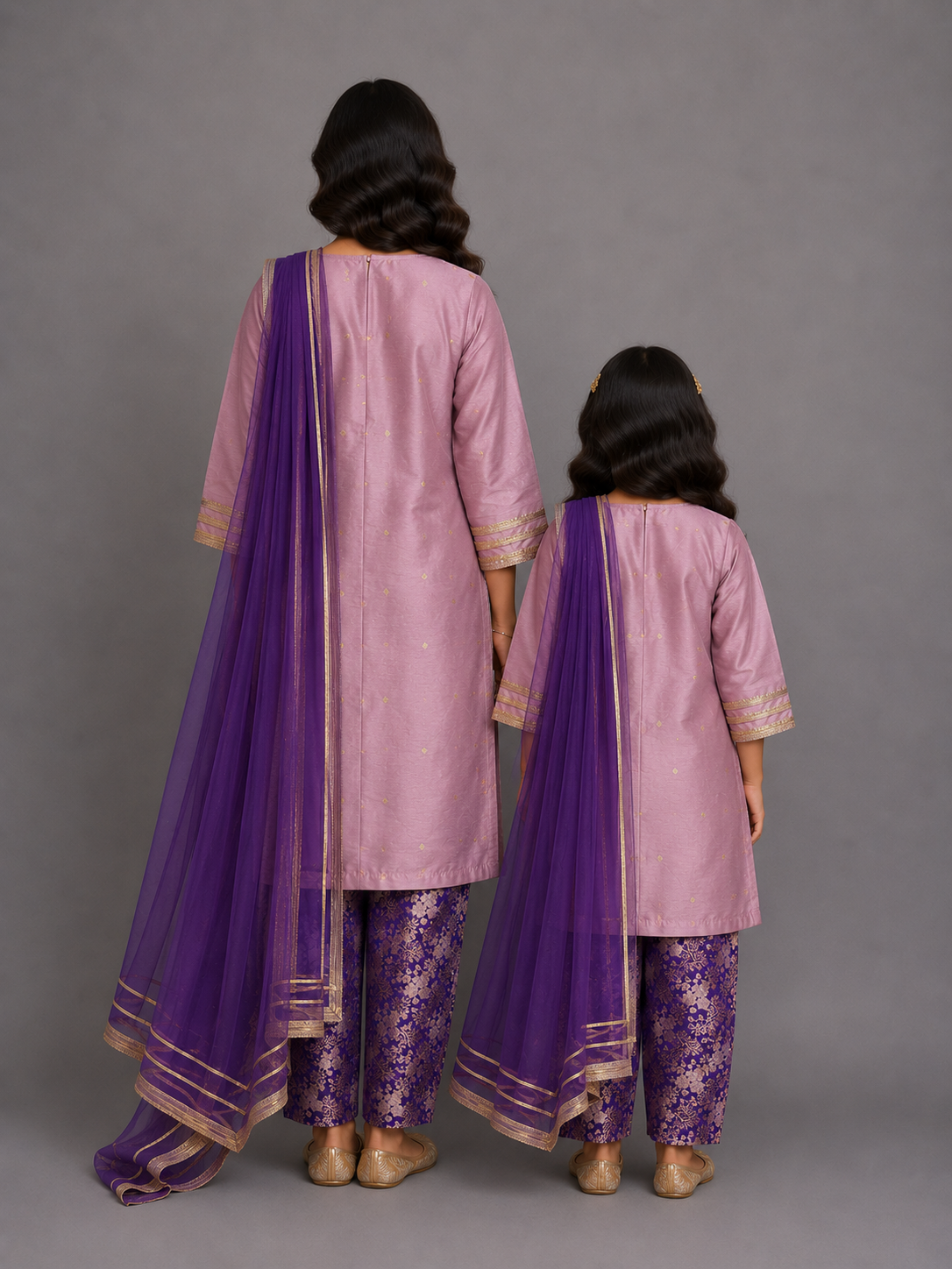 Lilac Brocade Kurta with Brocade Pant set
