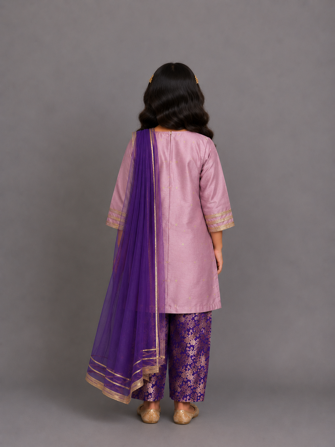 Lilac Brocade Kurta with Brocade Pant set