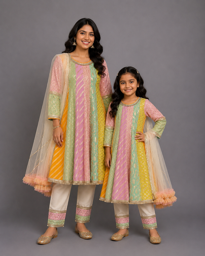 Multicolor Chanderi Anarkali set