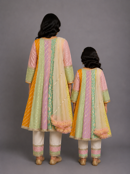 Multicolor Chanderi Anarkali set