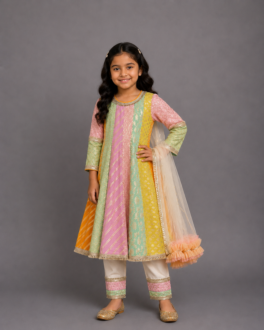 Multicolor Chanderi Anarkali set