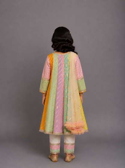 Multicolor Chanderi Anarkali set