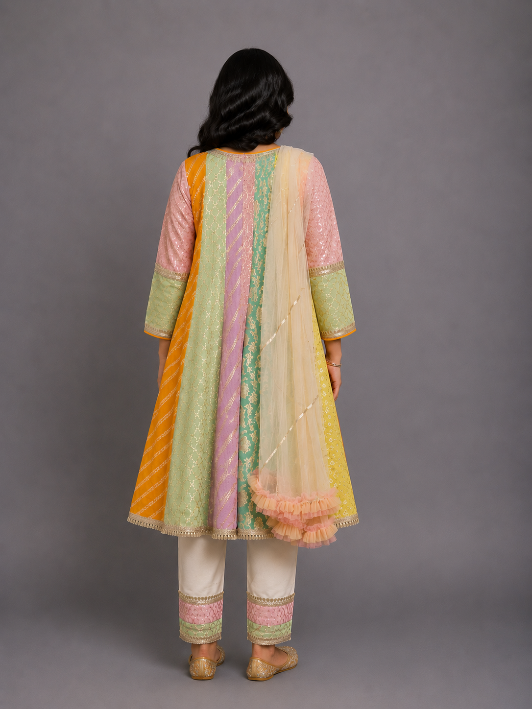Multicolor Chanderi Anarkali set