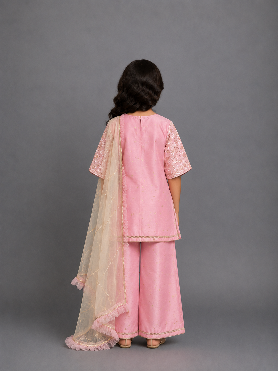 Baby Pink silk embroidered cord set