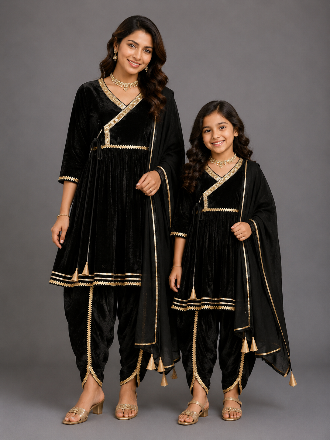 Black velvet  angrakha set