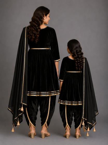 Black velvet  angrakha set
