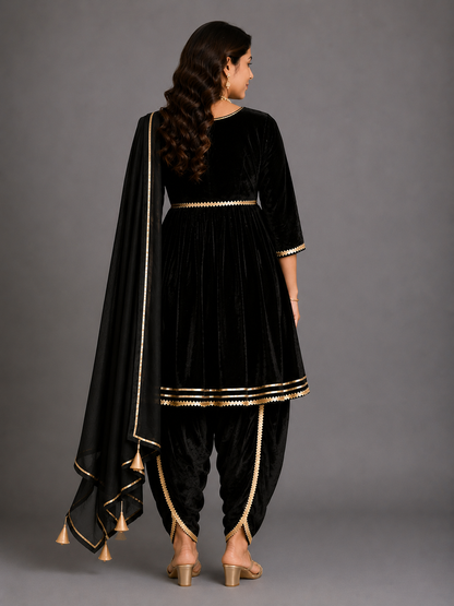 Black velvet  angrakha set