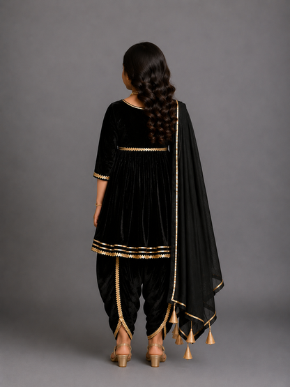 Black velvet  angrakha set