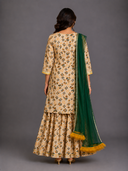 Marigold floral print sharara set