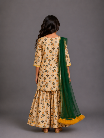 Marigold floral print sharara set