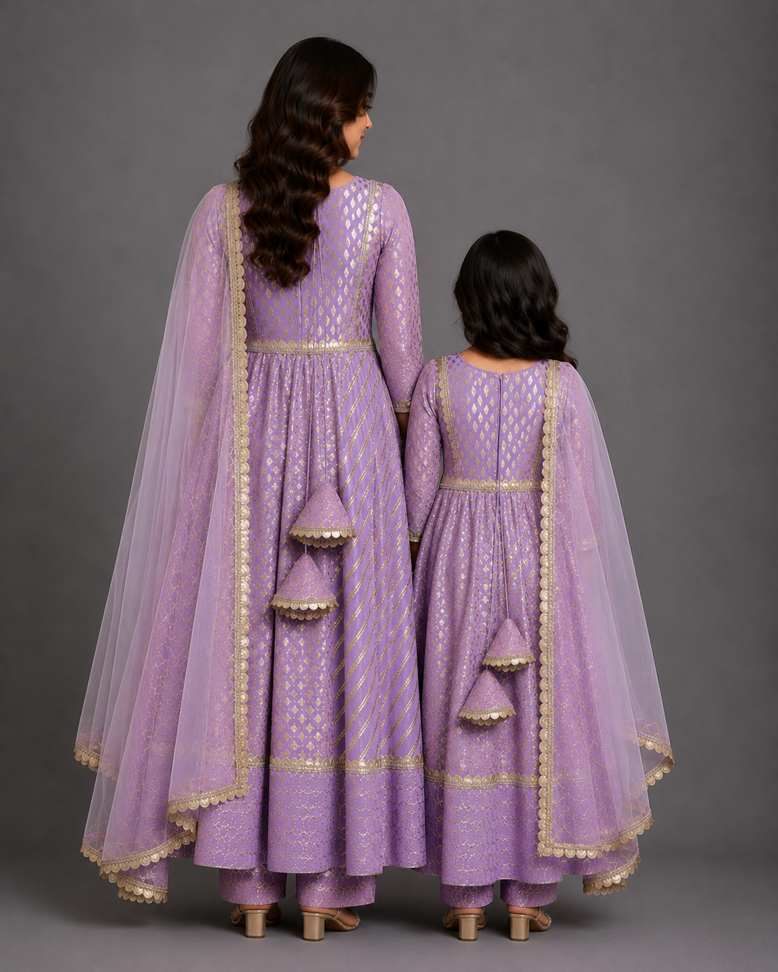 Lavender Chanderi Anarkali Set