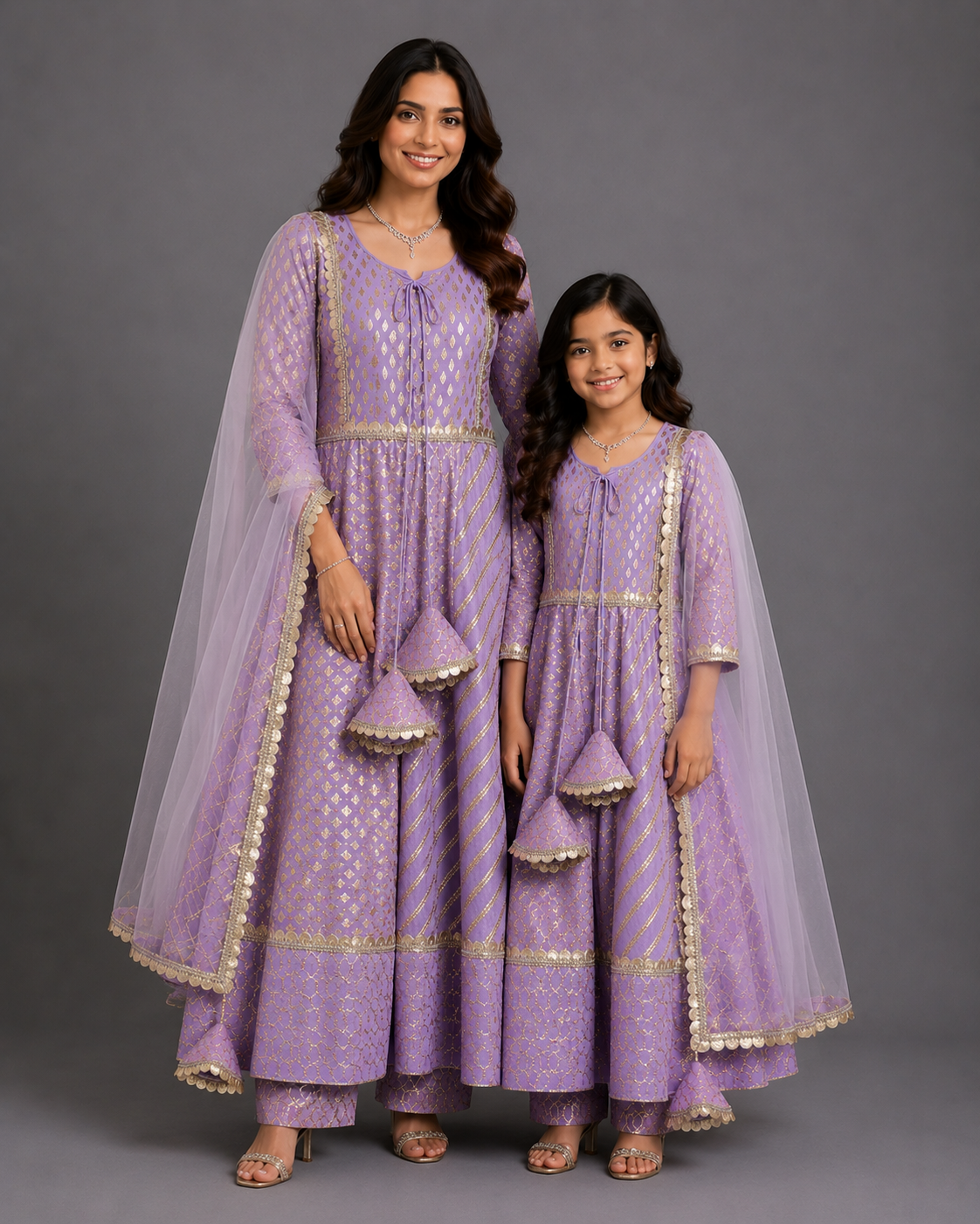 Lavender Chanderi Anarkali Set