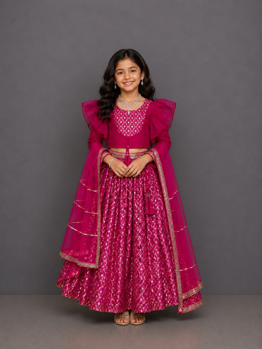 Fuschia Pink Chanderi Lehnga set