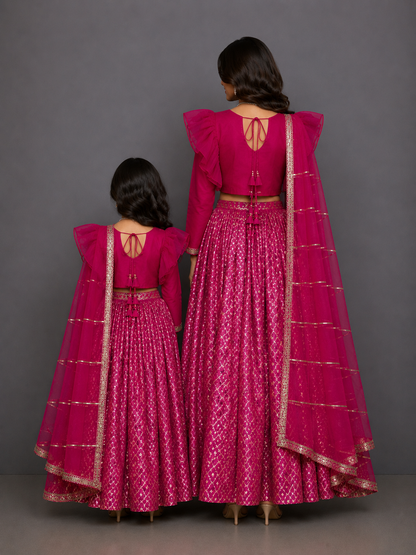 Fuschia Pink Chanderi Lehnga set