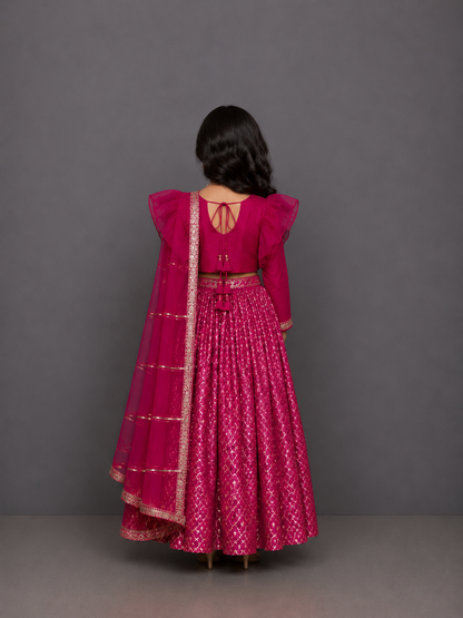 Fuschia Pink Chanderi Lehnga set