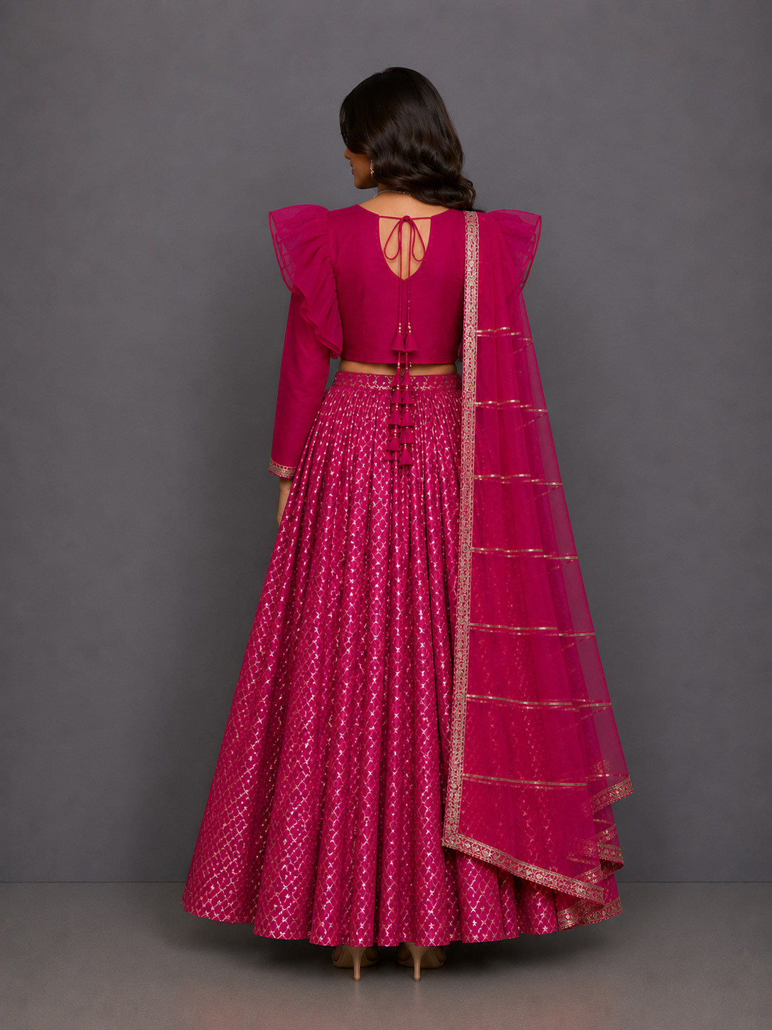 Fuschia Pink Chanderi Lehnga set