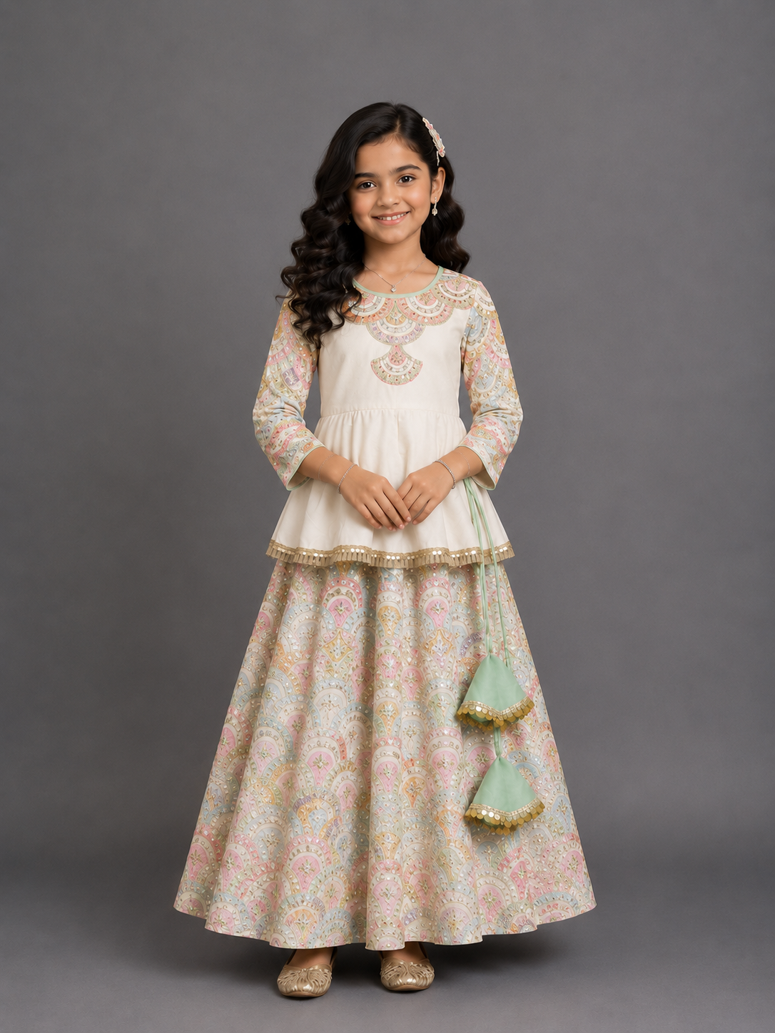 Offwhite Embroidery Peplum lehenga  set