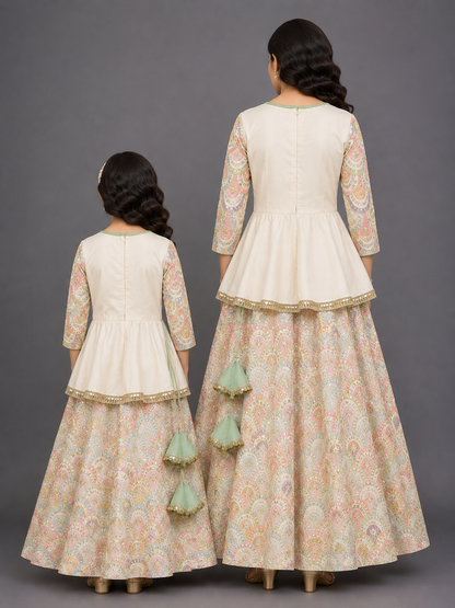 Offwhite Embroidery Peplum lehenga  set