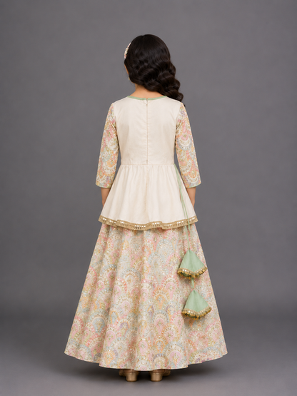 Offwhite Embroidery Peplum lehenga  set