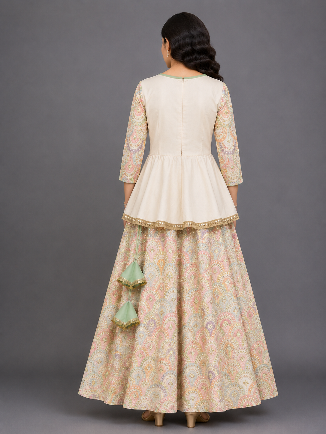 Offwhite Embroidery Peplum lehenga  set