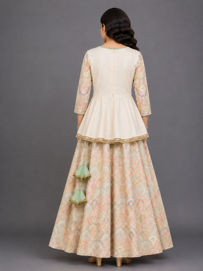 Offwhite Embroidery Peplum lehenga  set
