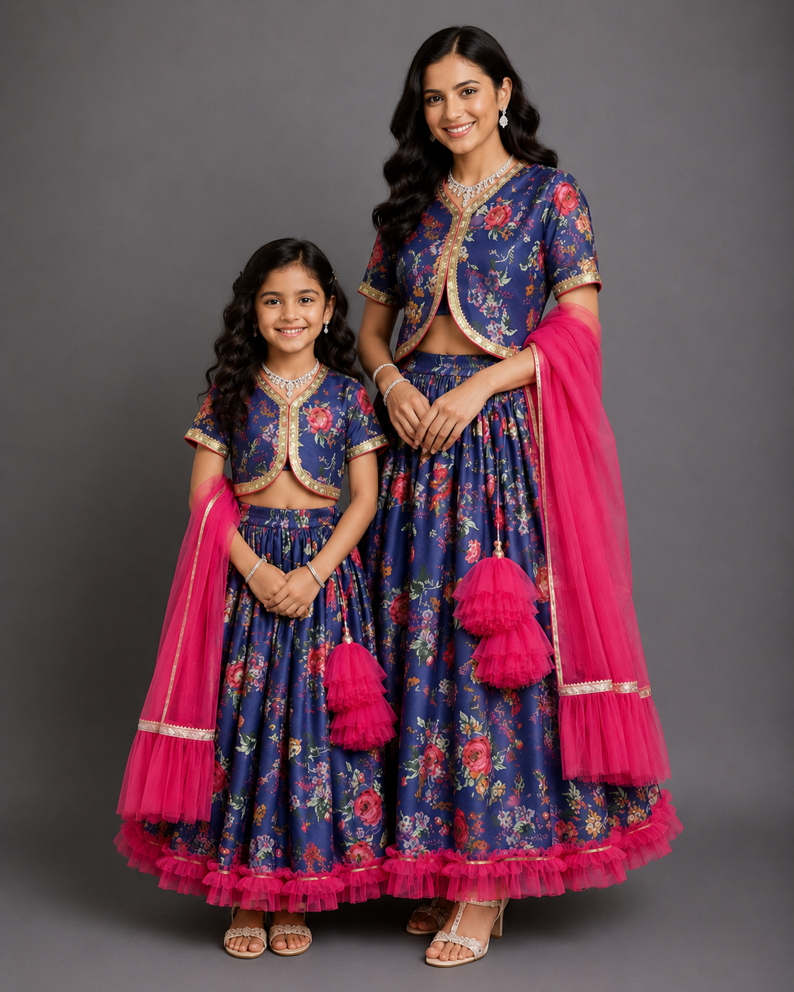 Purple Floral Printed Lehenga Set