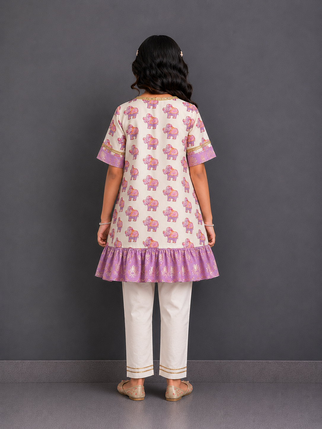 Purple Ganpati Print Kurta