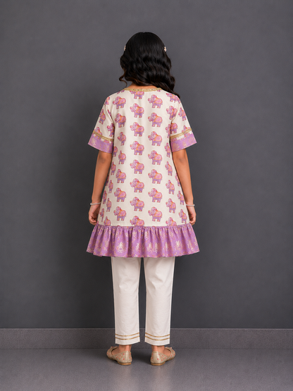 Purple Ganpati Print Kurta