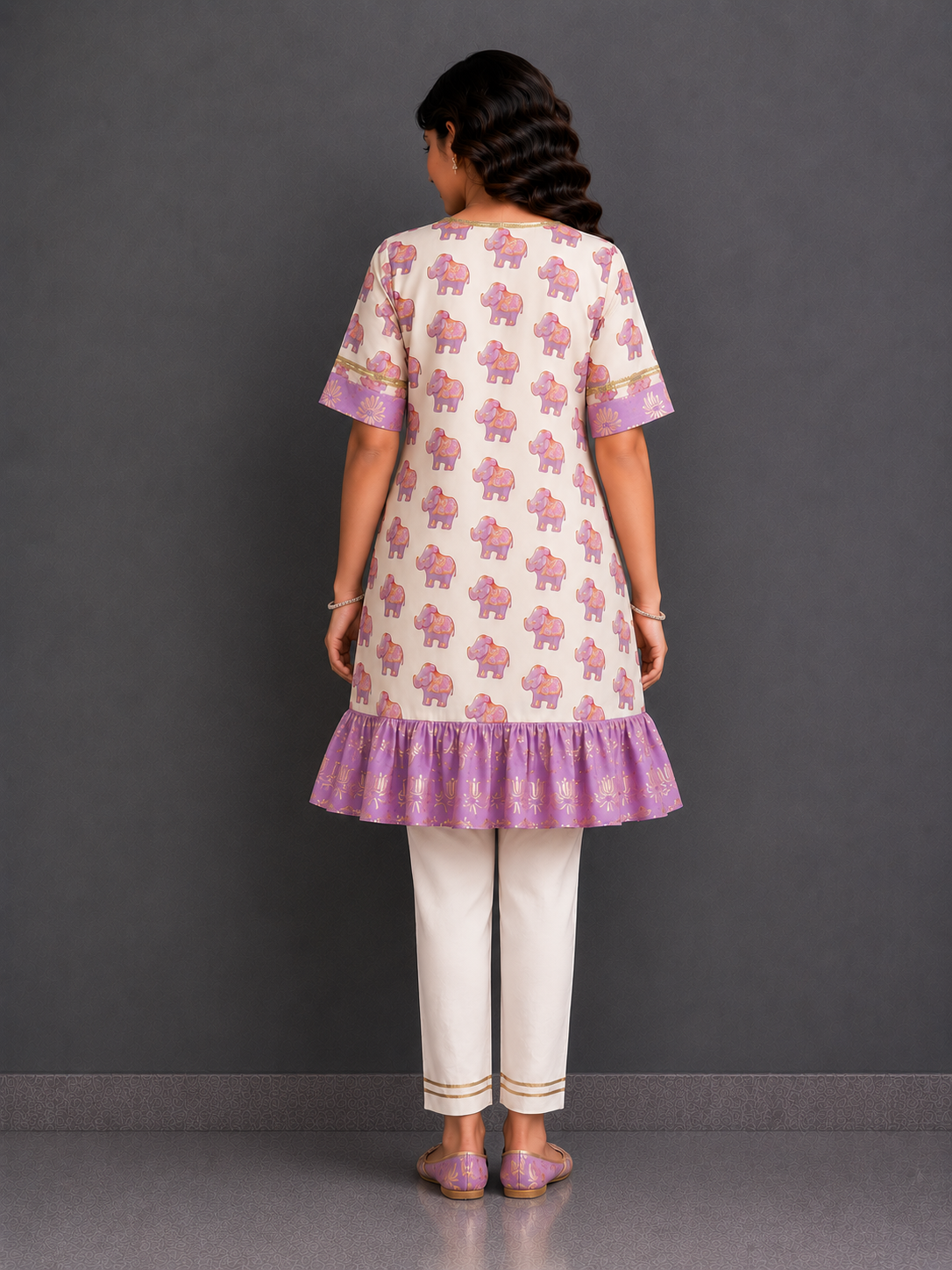 Purple Ganpati Print Kurta