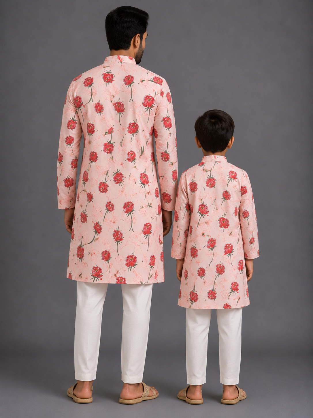 Baby Pink 3D Floral  Kurta Pyjama set