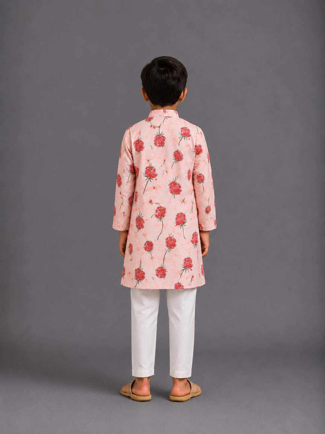 Baby Pink 3D Floral  Kurta Pyjama set