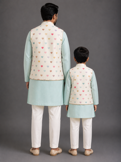Heart Print attached Kurta Set