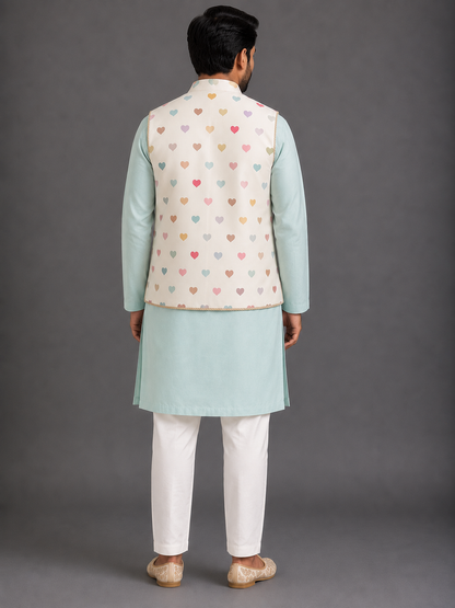 Heart Print attached Kurta Set