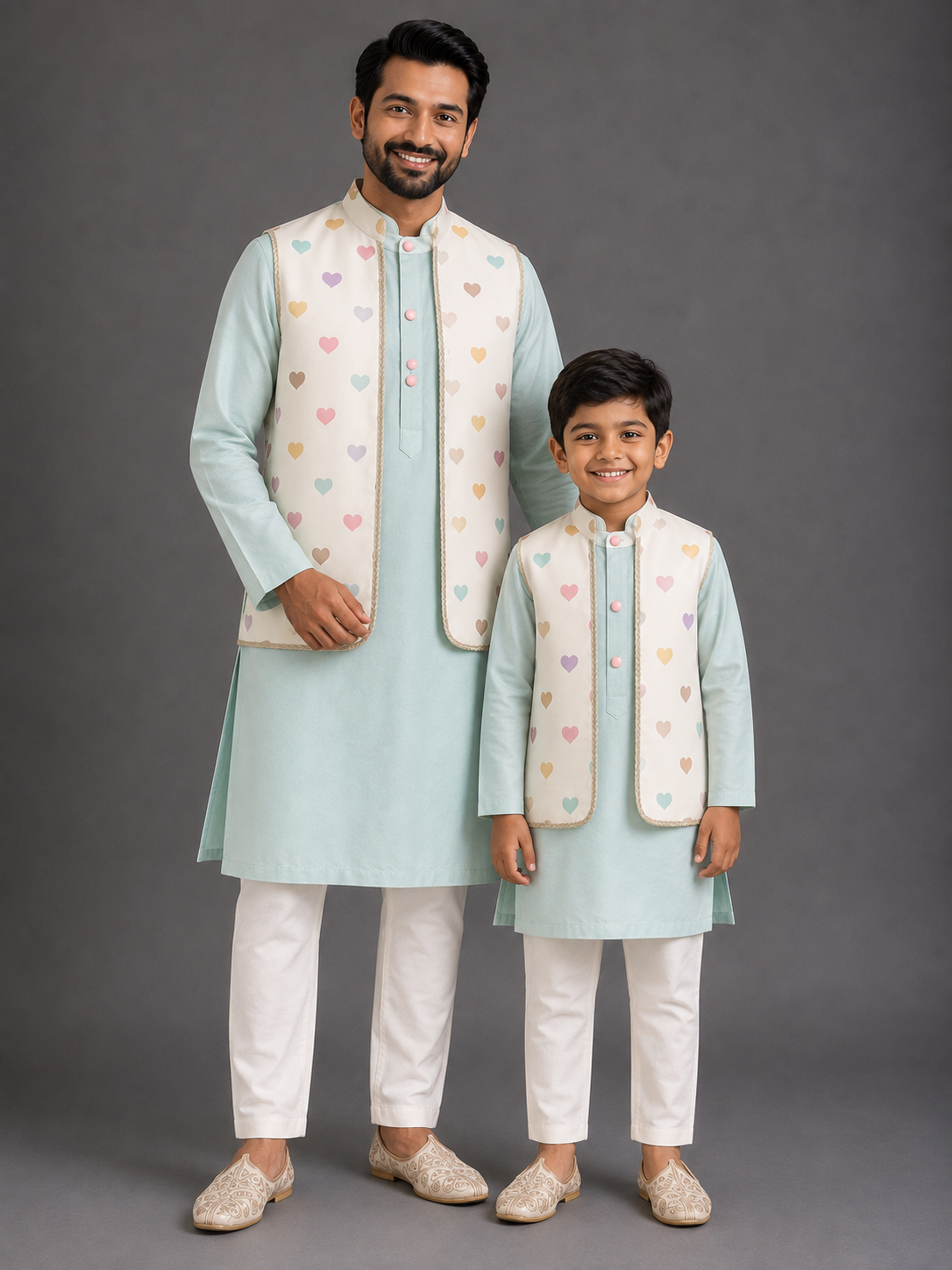 Heart Print attached Kurta Set